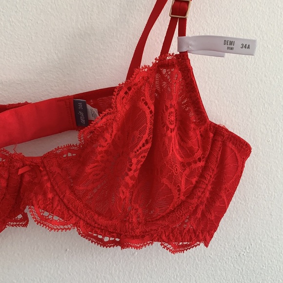💜 2/$15 💜 Aerie Demi Red Lace Underwire Bra - Picture 3 of 10